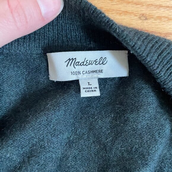 Madewell Cashmere V-neck Sweater Spruce Green Sz L - Picture 2 of 4